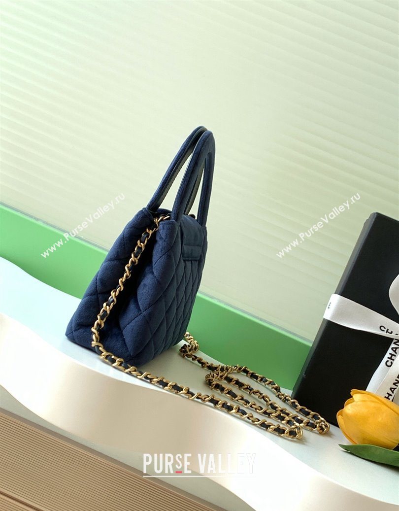 Chanel Velvet Mini Kelly Shopping Bag AS4416 Dark Blue 2025 1010 (yezi-251010108)