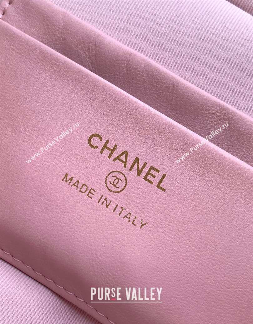 Chanel Grained Shiny Calfskin Vanity Case with Chain and Top Handle Cherry Pink 2025 AP4936 (yezi-251010130)