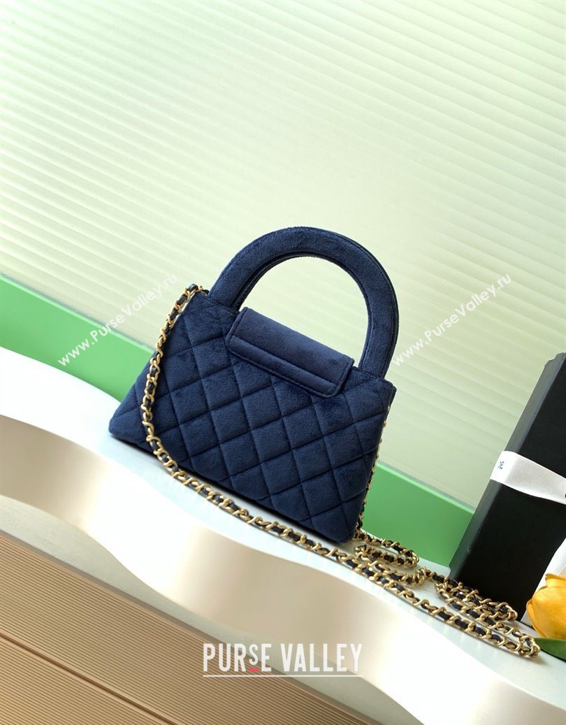Chanel Velvet Mini Kelly Shopping Bag AS4416 Dark Blue 2025 1010 (yezi-251010108)