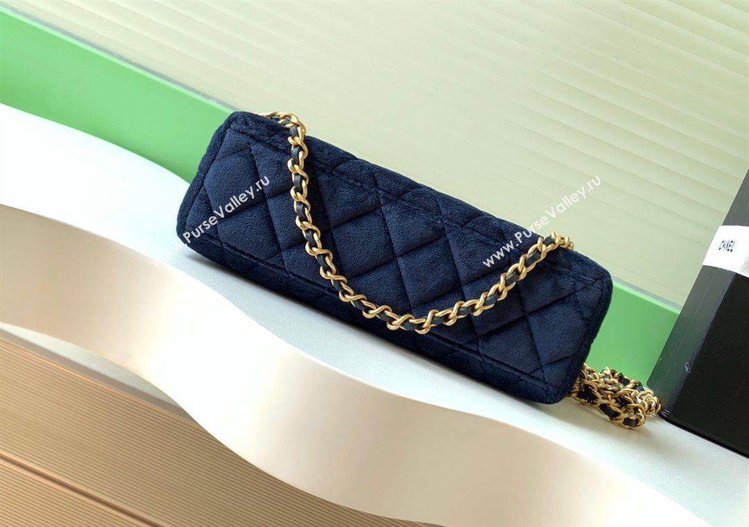 Chanel Velvet Mini Kelly Shopping Bag AS4416 Dark Blue 2025 1010 (yezi-251010108)