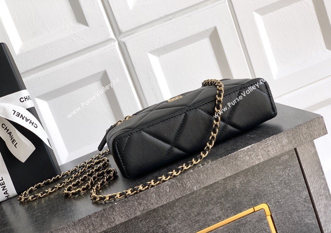 Chanel Grained Shiny Calfskin Vanity Case with Chain and Top Handle Black/Gold 2025 AP4936 (yezi-251010132)