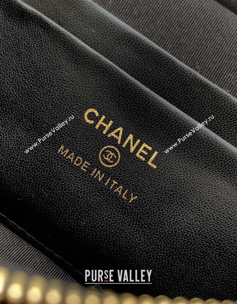 Chanel Grained Shiny Calfskin Vanity Case with Chain and Top Handle Black/Gold 2025 AP4936 (yezi-251010132)