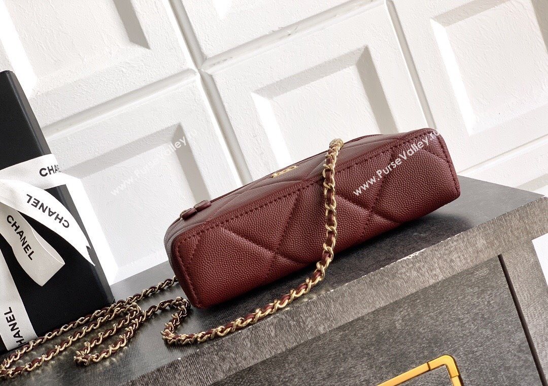 Chanel Grained Shiny Calfskin Vanity Case with Chain and Top Handle Burgundy 2025 AP4936 (yezi-251010134)
