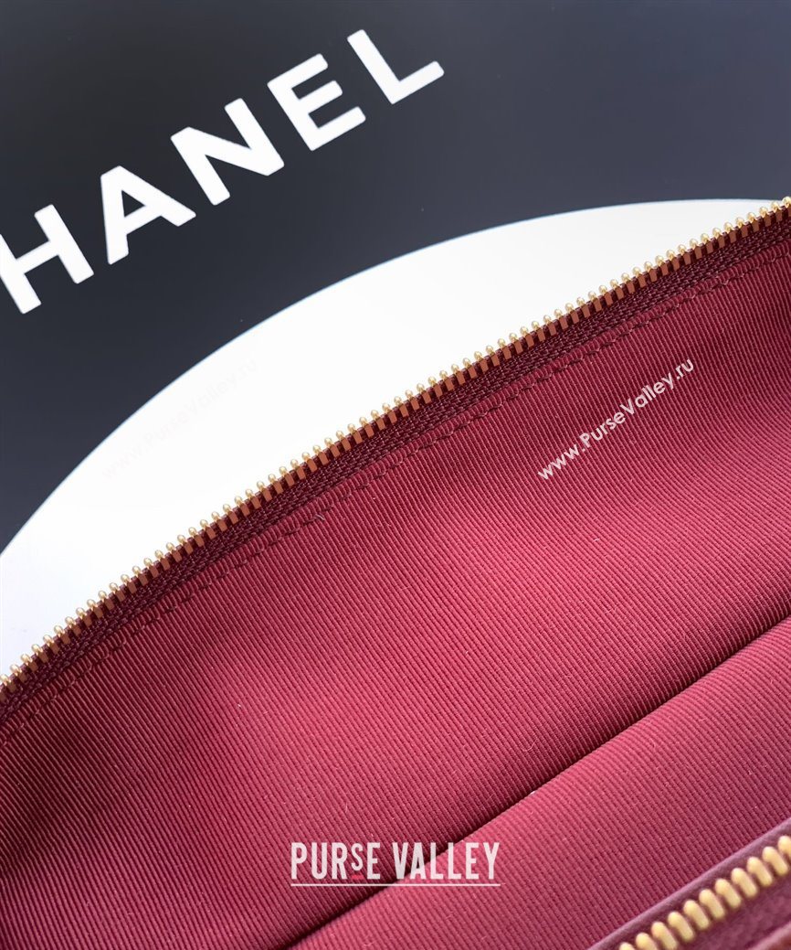 Chanel Grained Shiny Calfskin Vanity Case with Chain and Top Handle Burgundy 2025 AP4936 (yezi-251010134)