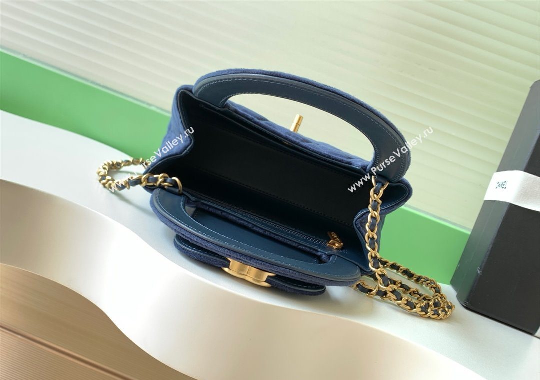 Chanel Velvet Mini Kelly Shopping Bag AS4416 Dark Blue 2025 1010 (yezi-251010108)