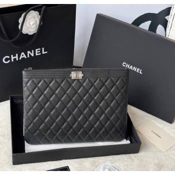 Chanel Grained Calfskin Leboy 2.55 Pouch Black/Silver 2025 9847-1 (yezi-251010151)