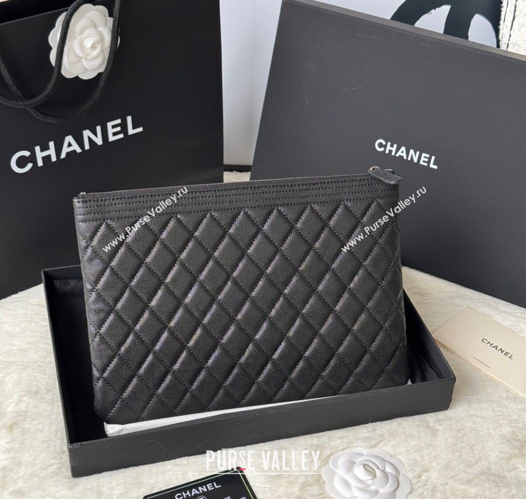 Chanel Grained Calfskin Leboy 2.55 Pouch Black/Silver 2025 9847-1 (yezi-251010151)