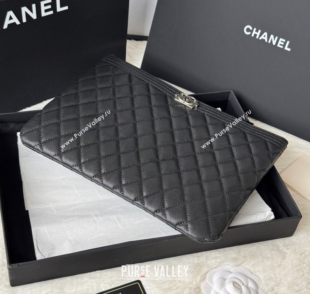Chanel Grained Calfskin Leboy 2.55 Pouch Black/Silver 2025 9847-1 (yezi-251010151)