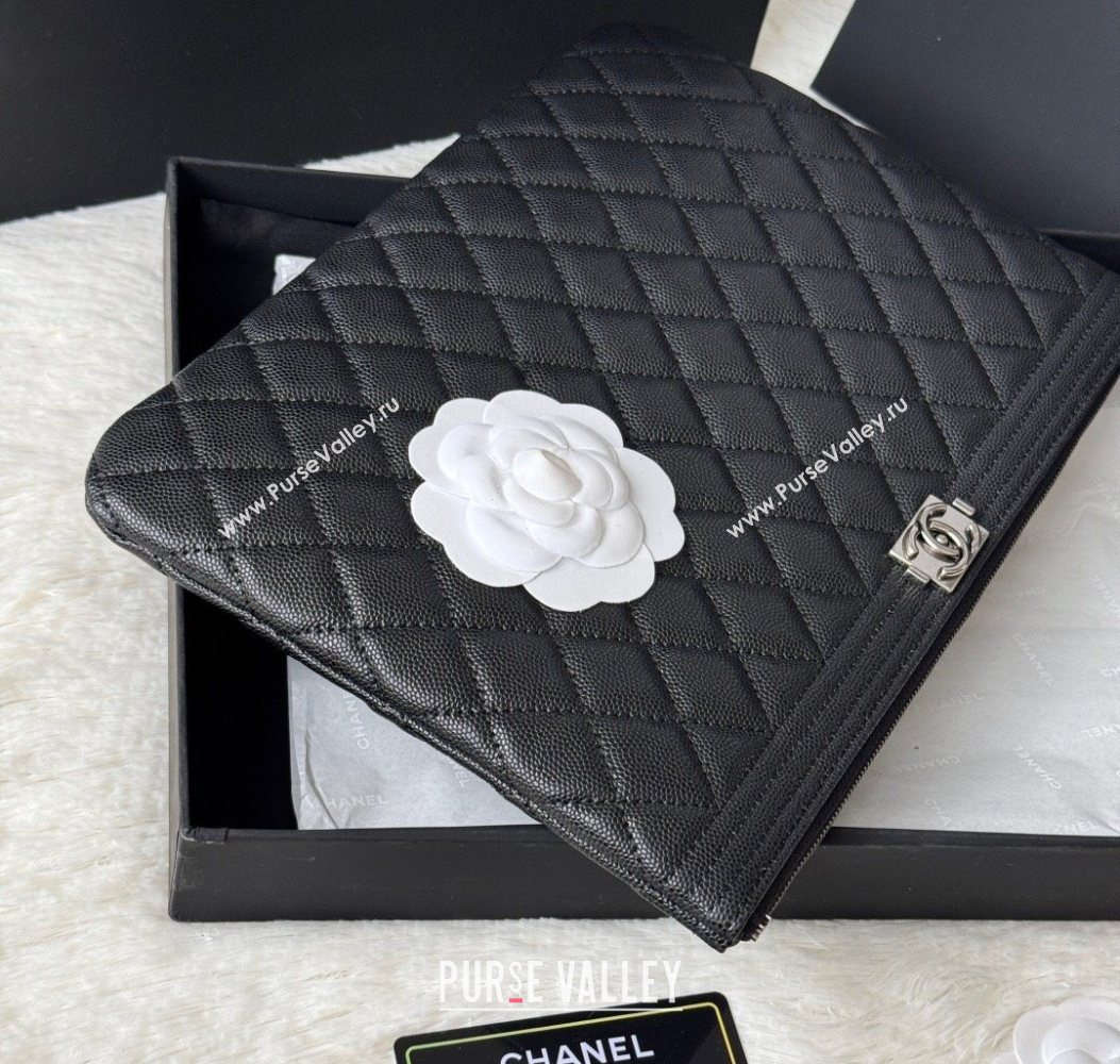 Chanel Grained Calfskin Leboy 2.55 Pouch Black/Silver 2025 9847-1 (yezi-251010151)