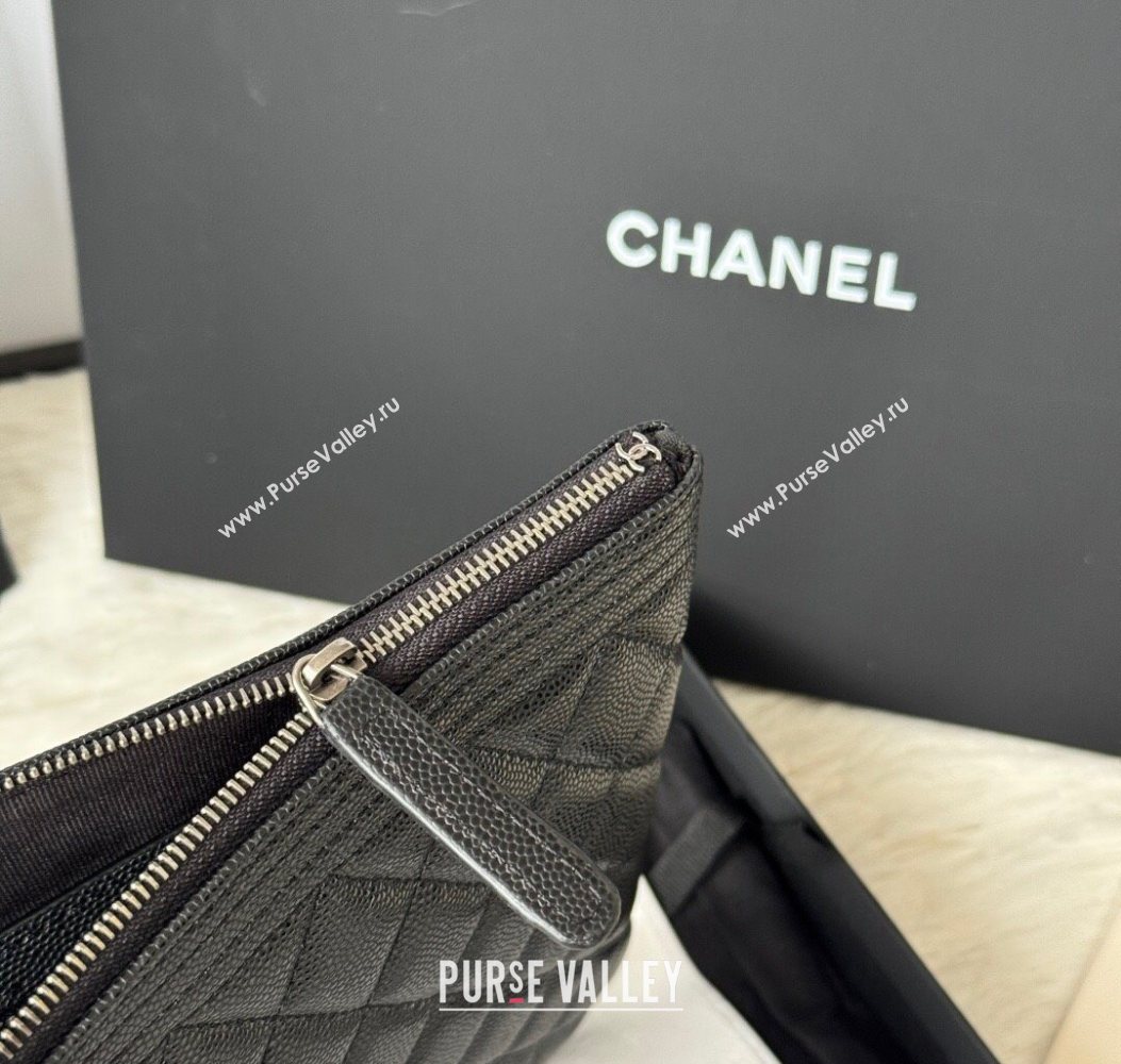 Chanel Grained Calfskin Leboy 2.55 Pouch Black/Silver 2025 9847-1 (yezi-251010151)