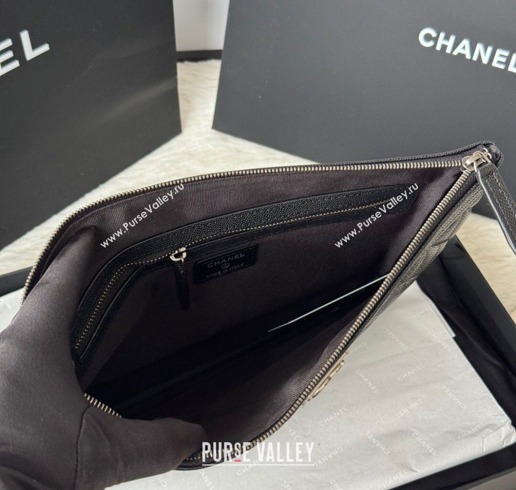 Chanel Grained Calfskin Leboy 2.55 Pouch Black/Silver 2025 9847-1 (yezi-251010151)