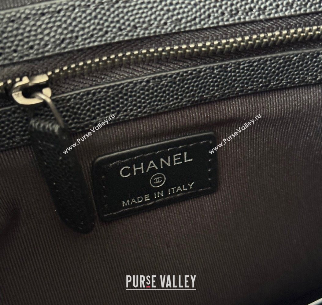 Chanel Grained Calfskin Leboy 2.55 Pouch Black/Silver 2025 9847-1 (yezi-251010151)