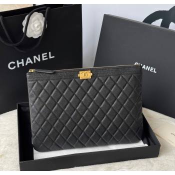 Chanel Grained Calfskin Leboy 2.55 Pouch Black/Gold 2025 9847-1 (yezi-251010152)