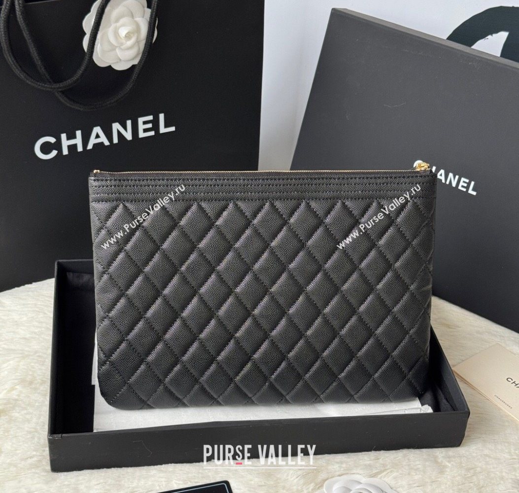 Chanel Grained Calfskin Leboy 2.55 Pouch Black/Gold 2025 9847-1 (yezi-251010152)