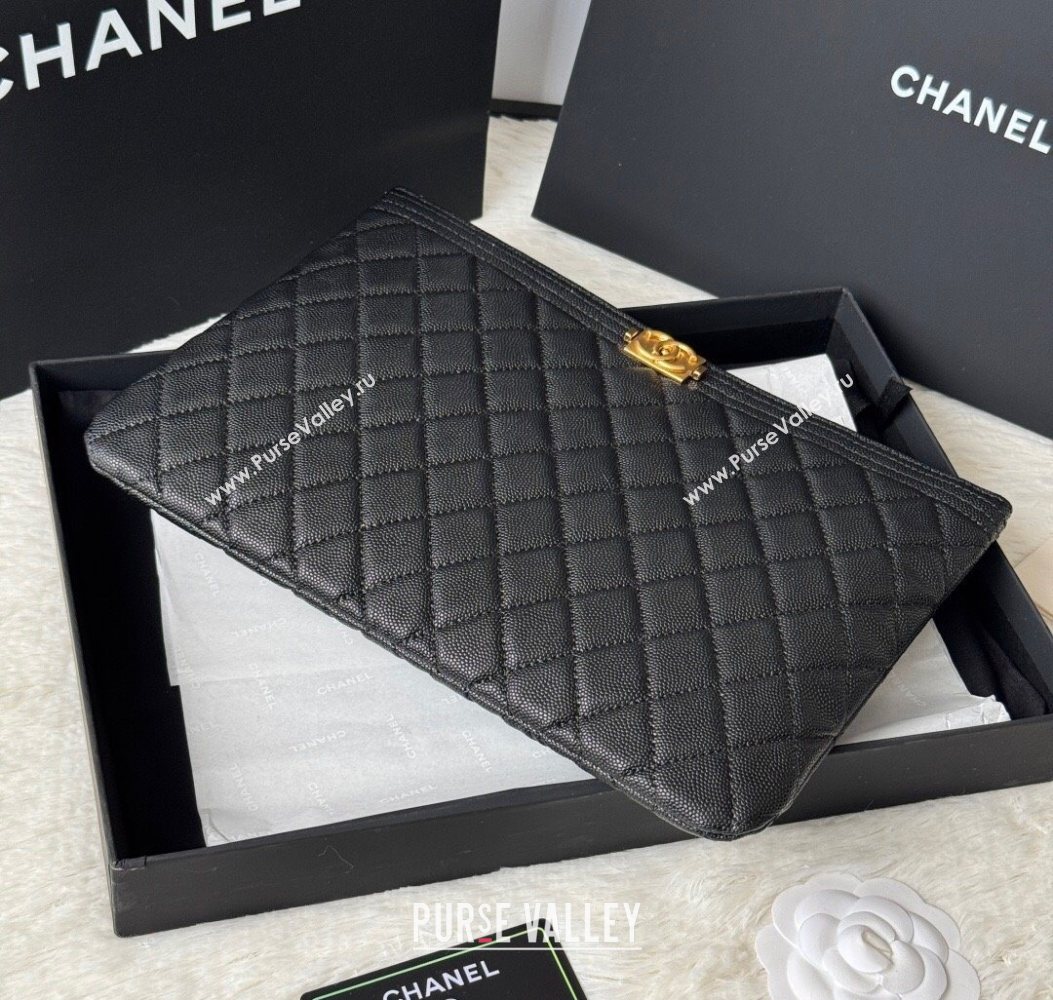 Chanel Grained Calfskin Leboy 2.55 Pouch Black/Gold 2025 9847-1 (yezi-251010152)