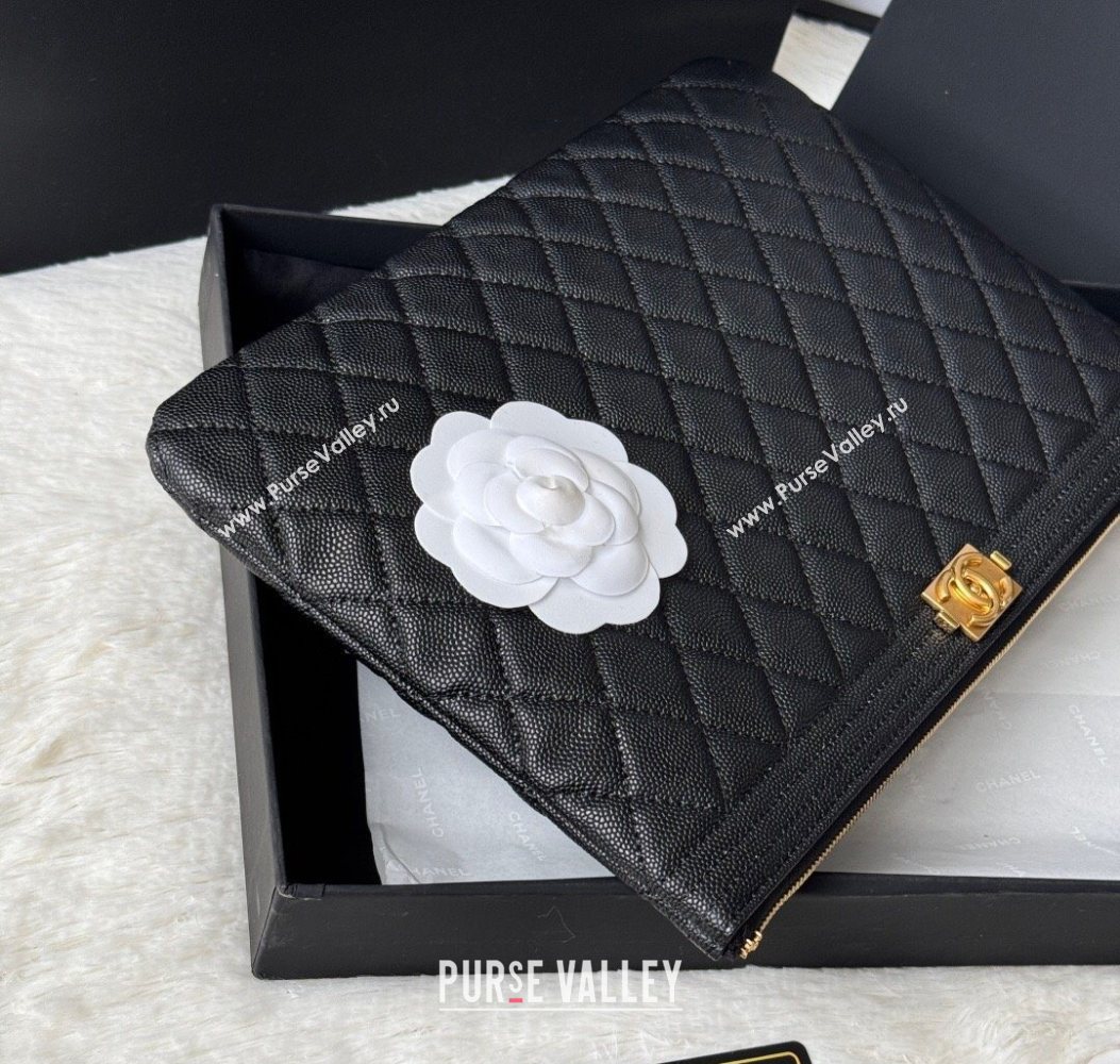 Chanel Grained Calfskin Leboy 2.55 Pouch Black/Gold 2025 9847-1 (yezi-251010152)