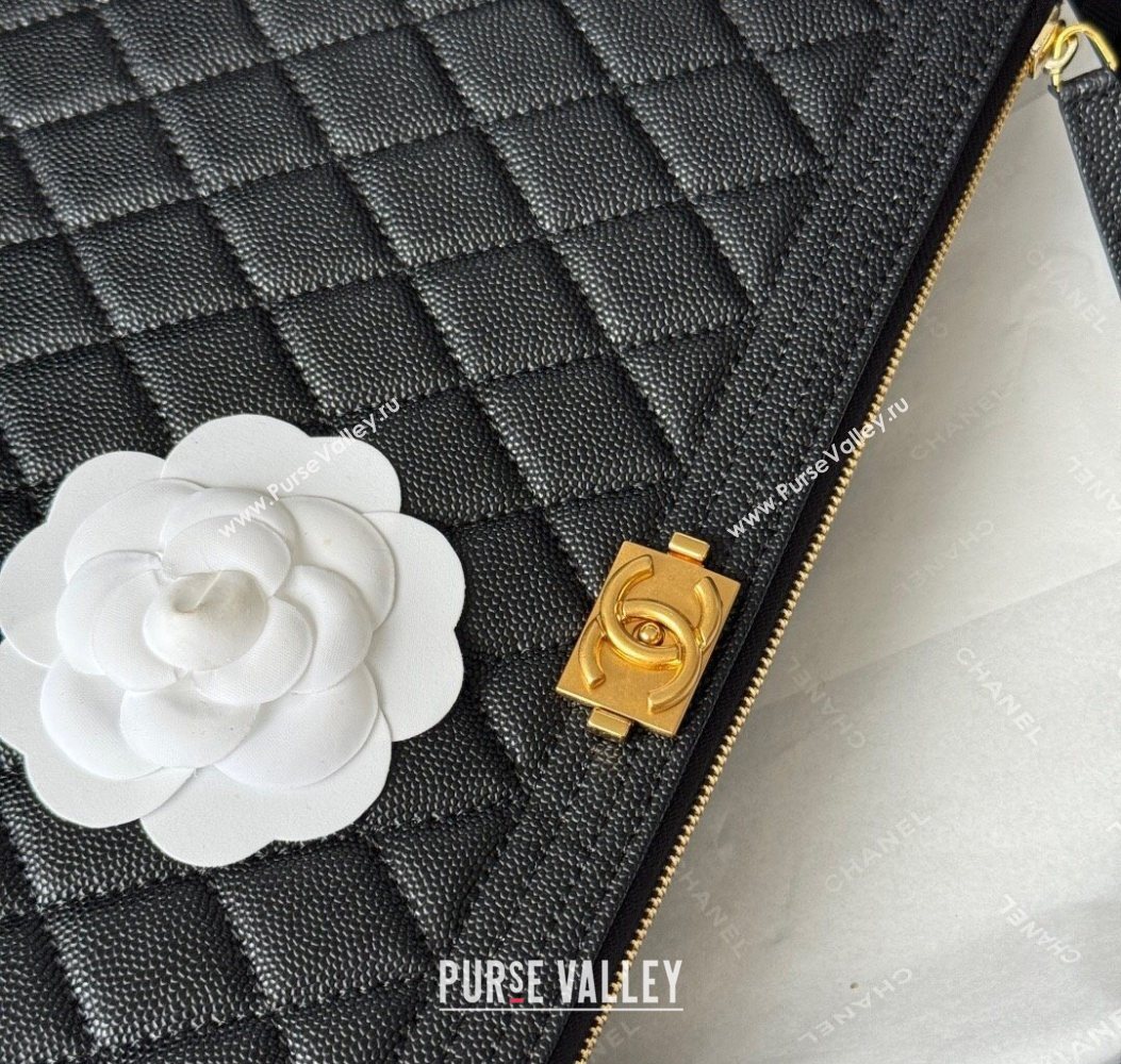 Chanel Grained Calfskin Leboy 2.55 Pouch Black/Gold 2025 9847-1 (yezi-251010152)