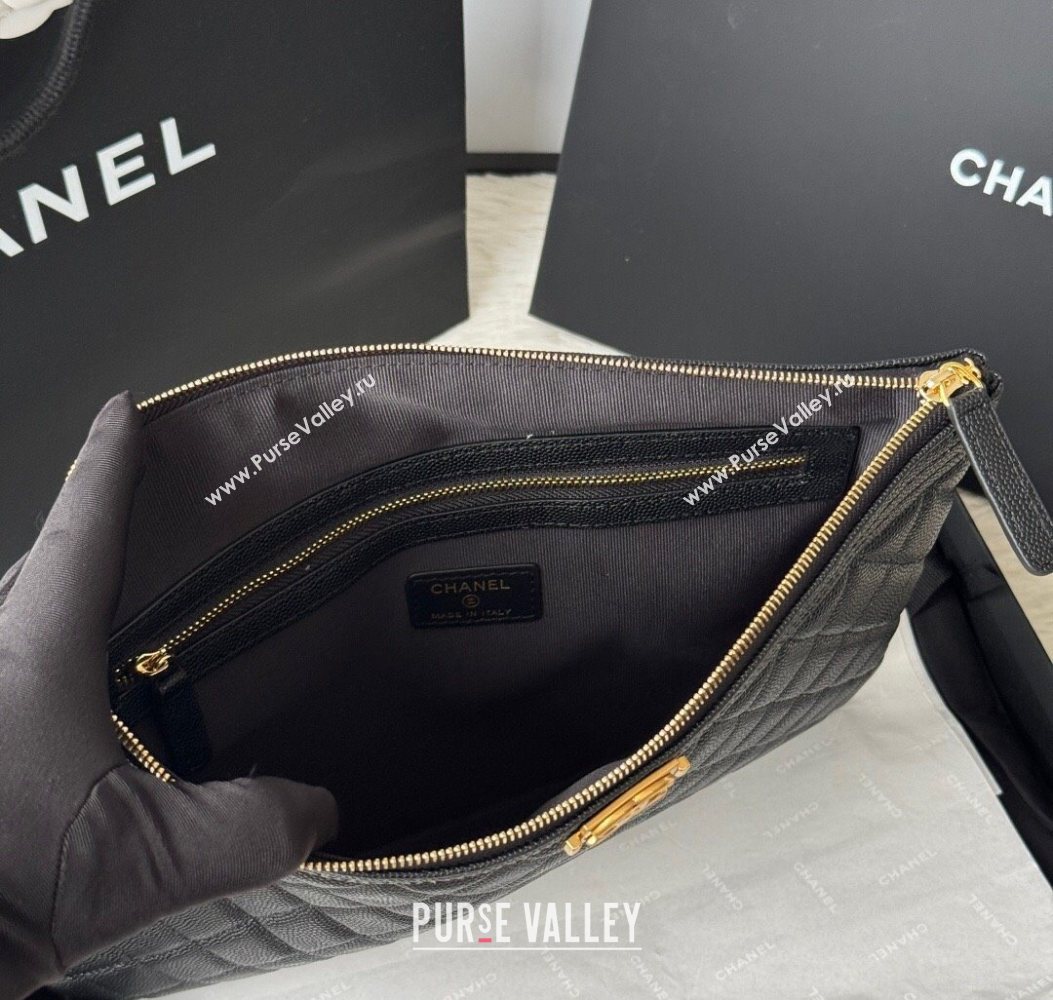 Chanel Grained Calfskin Leboy 2.55 Pouch Black/Gold 2025 9847-1 (yezi-251010152)