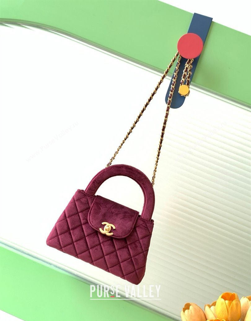 Chanel Velvet Mini Kelly Shopping Bag AS4416 Dark Red 2025 1010 (yezi-251010109)