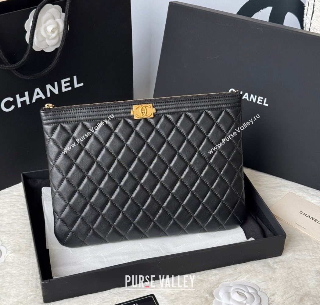 Chanel Lambskin Leboy 2.55 Pouch Black/Gold 2025 9847-1 (yezi-251010153)