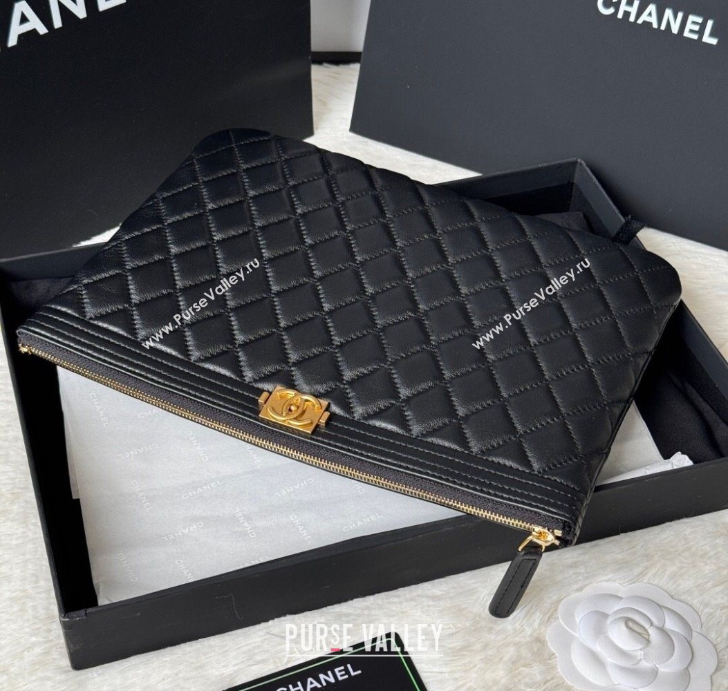 Chanel Lambskin Leboy 2.55 Pouch Black/Gold 2025 9847-1 (yezi-251010153)