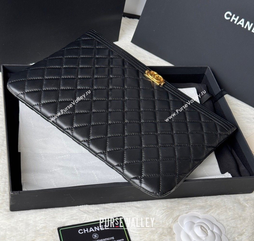 Chanel Lambskin Leboy 2.55 Pouch Black/Gold 2025 9847-1 (yezi-251010153)