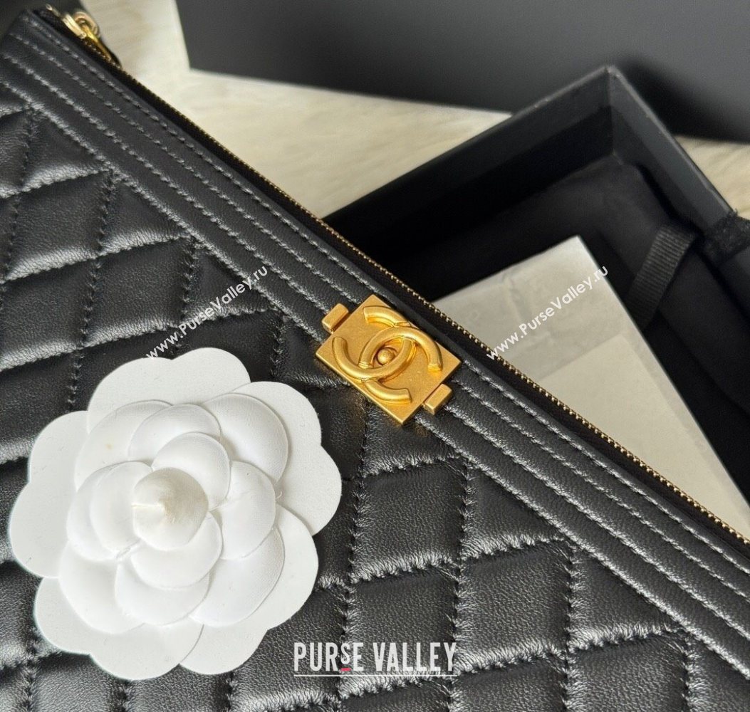 Chanel Lambskin Leboy 2.55 Pouch Black/Gold 2025 9847-1 (yezi-251010153)