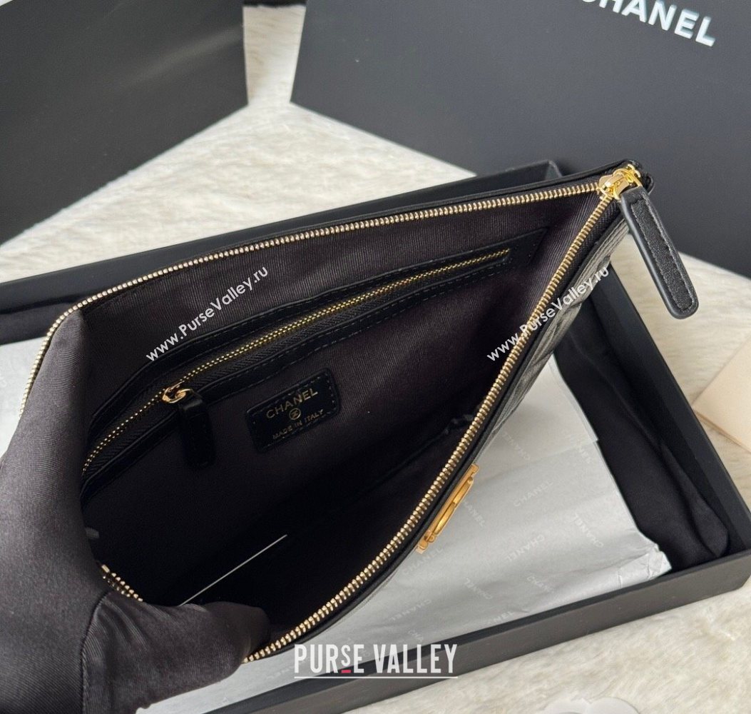 Chanel Lambskin Leboy 2.55 Pouch Black/Gold 2025 9847-1 (yezi-251010153)