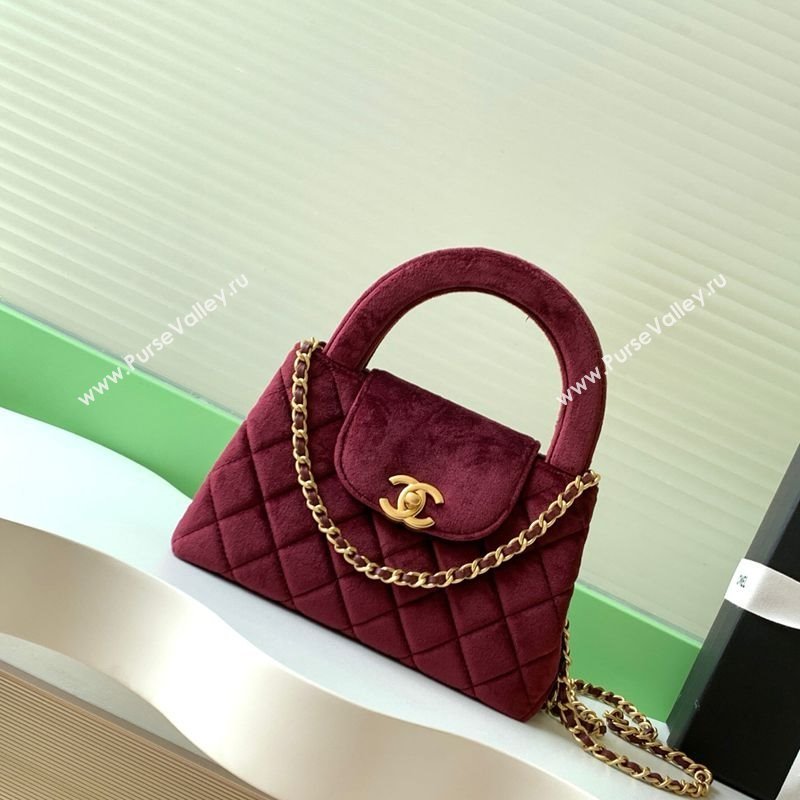 Chanel Velvet Mini Kelly Shopping Bag AS4416 Dark Red 2025 1010 (yezi-251010109)