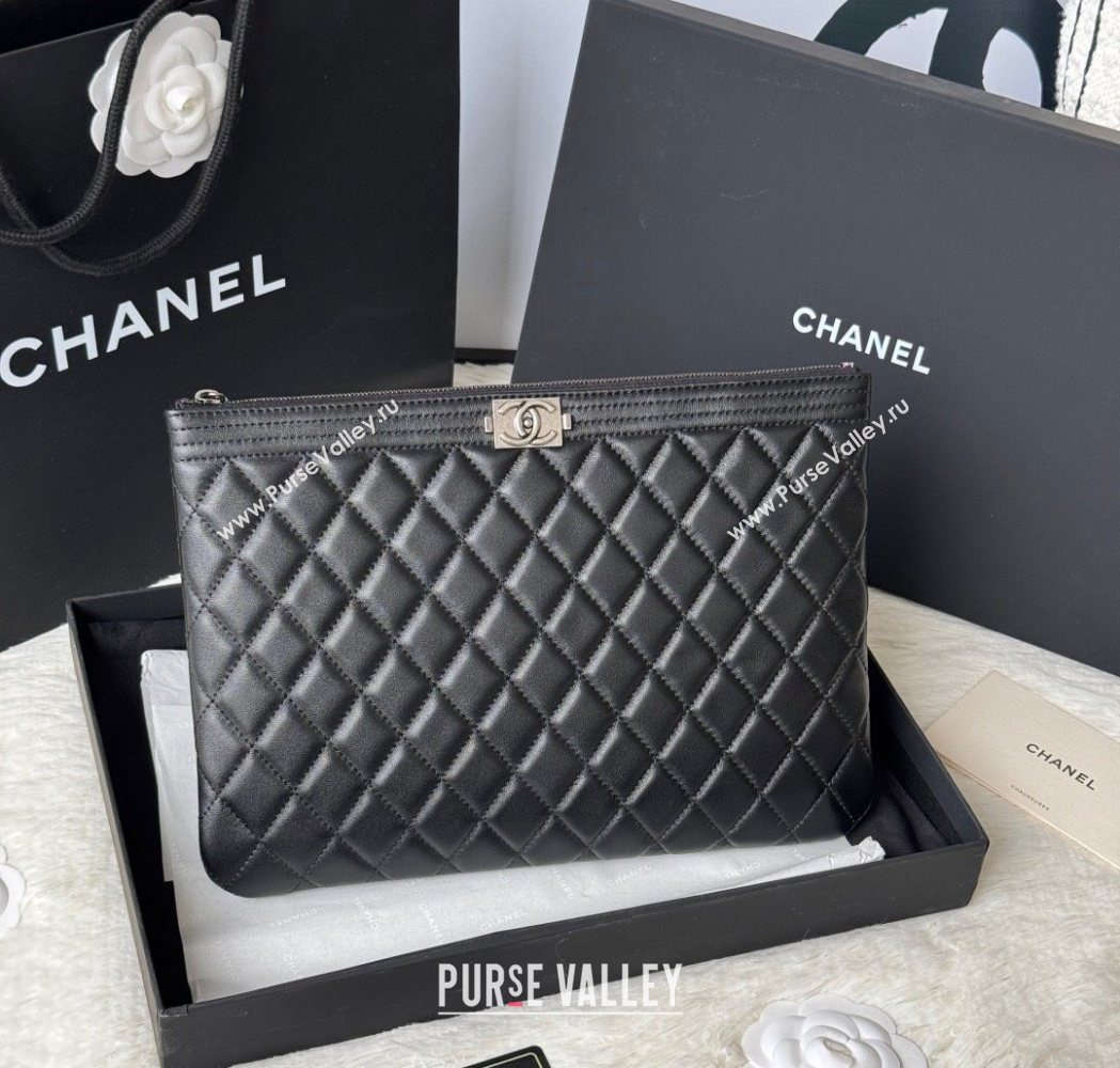 Chanel Lambskin Leboy 2.55 Pouch Black/Silver 2025 9847-1 (yezi-251010154)