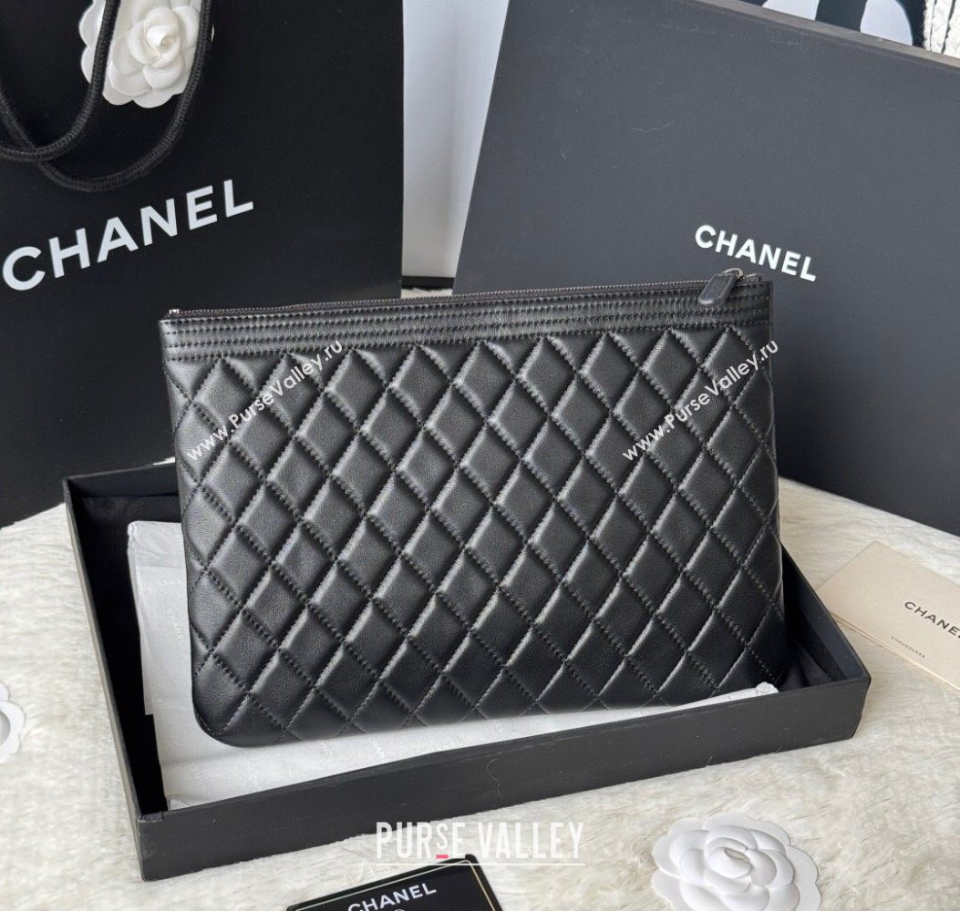 Chanel Lambskin Leboy 2.55 Pouch Black/Silver 2025 9847-1 (yezi-251010154)