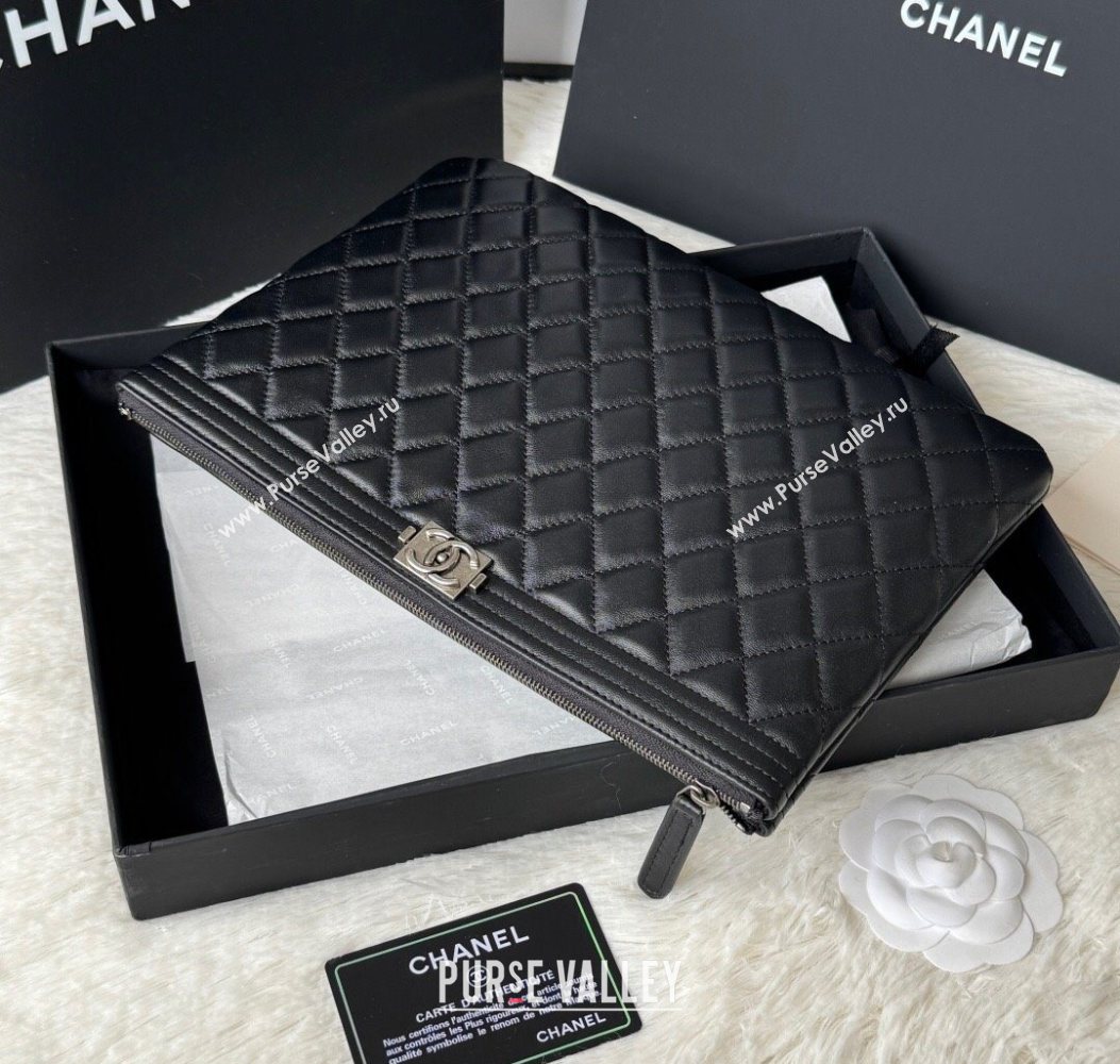 Chanel Lambskin Leboy 2.55 Pouch Black/Silver 2025 9847-1 (yezi-251010154)