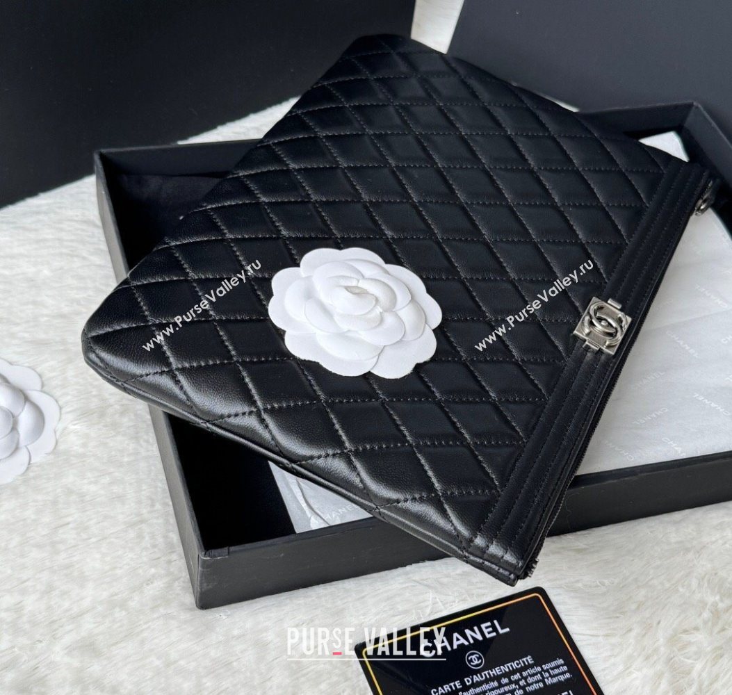 Chanel Lambskin Leboy 2.55 Pouch Black/Silver 2025 9847-1 (yezi-251010154)