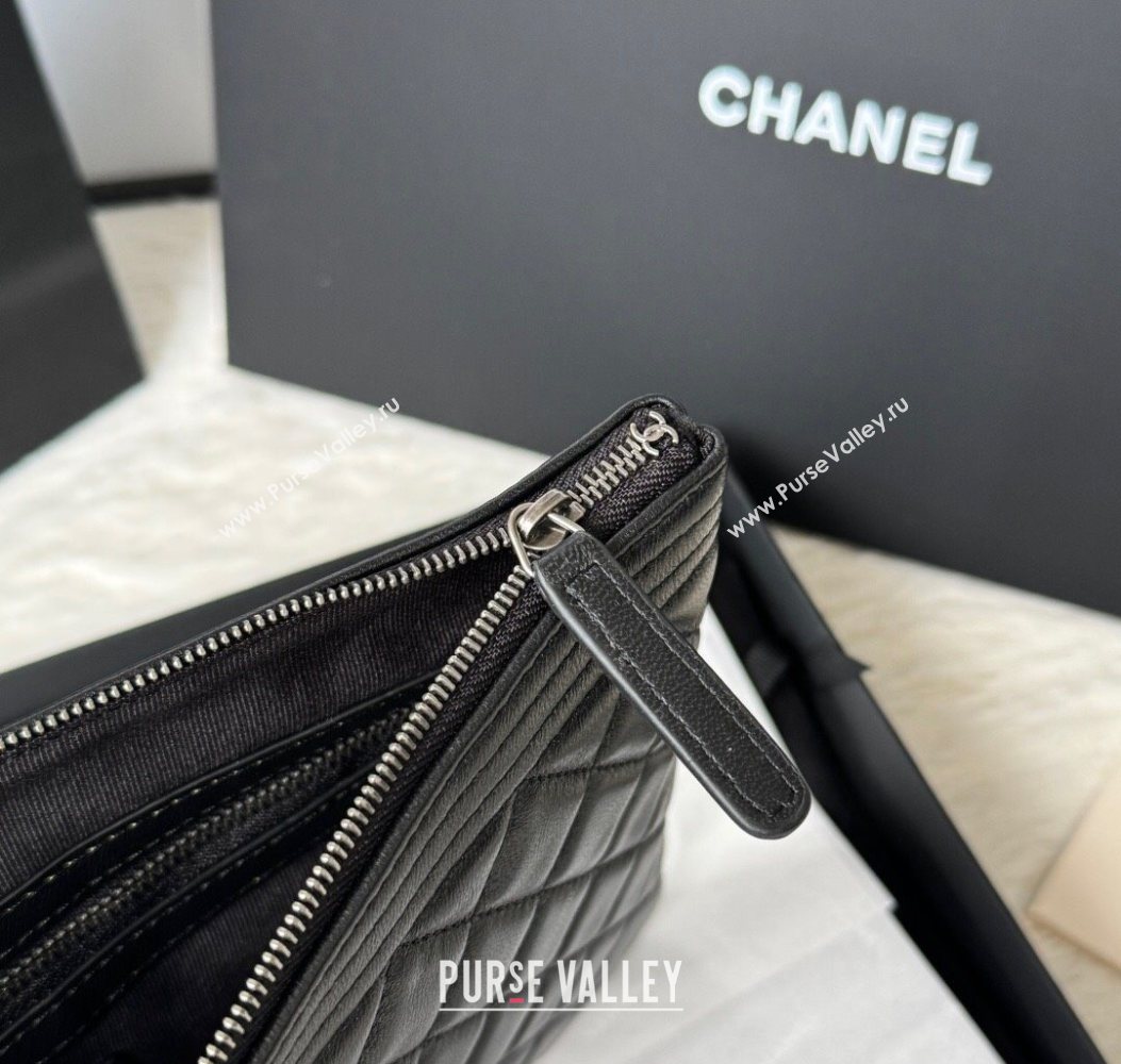 Chanel Lambskin Leboy 2.55 Pouch Black/Silver 2025 9847-1 (yezi-251010154)