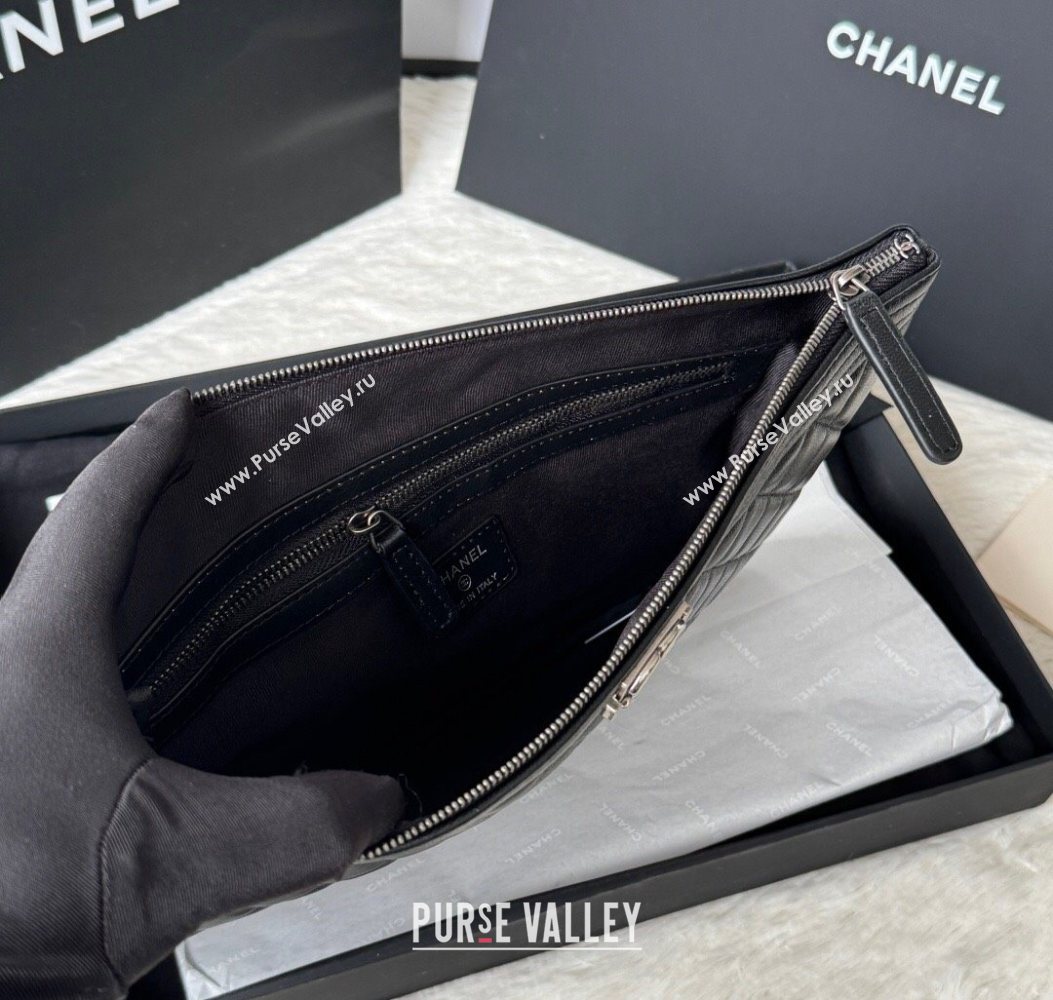 Chanel Lambskin Leboy 2.55 Pouch Black/Silver 2025 9847-1 (yezi-251010154)