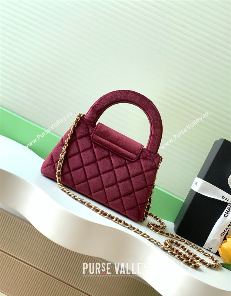 Chanel Velvet Mini Kelly Shopping Bag AS4416 Dark Red 2025 1010 (yezi-251010109)