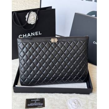 Chanel Lambskin Leboy 2.55 Large Pouch Black/Silver 2025 9847 (yezi-251010155)