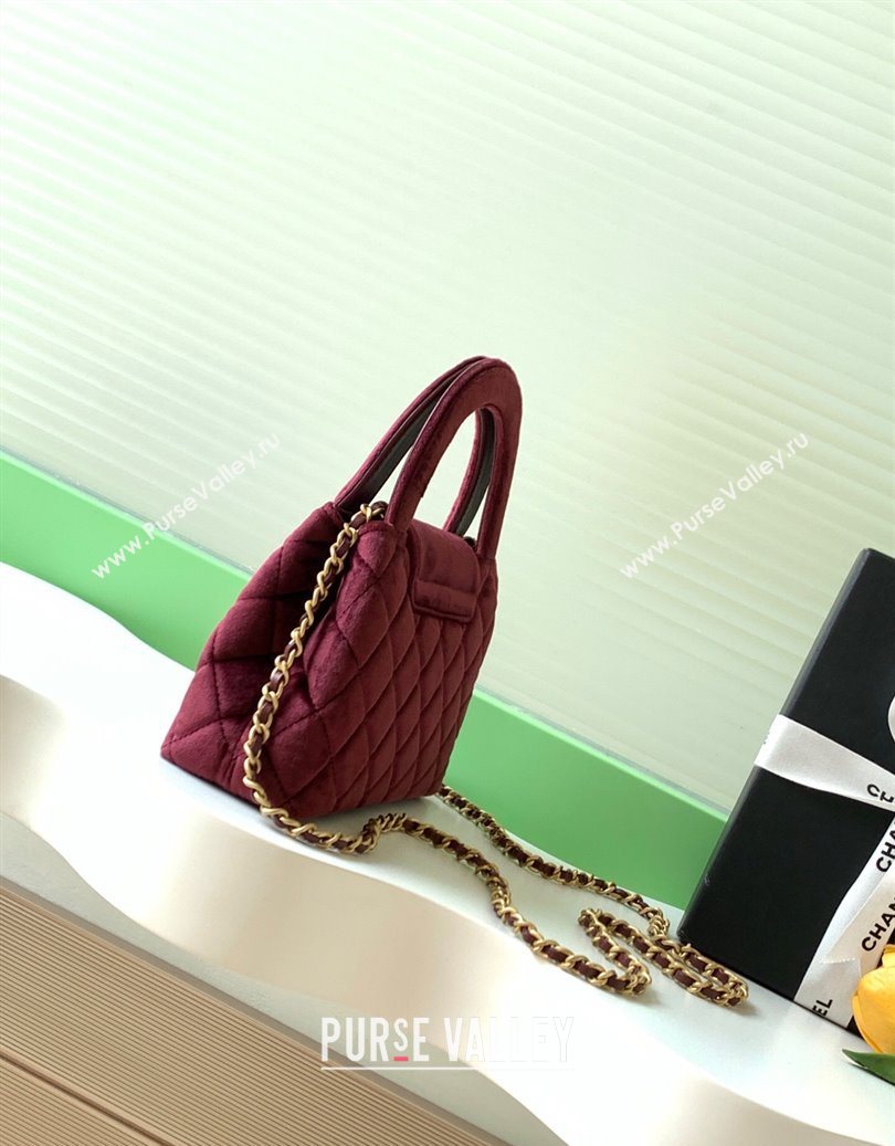 Chanel Velvet Mini Kelly Shopping Bag AS4416 Dark Red 2025 1010 (yezi-251010109)