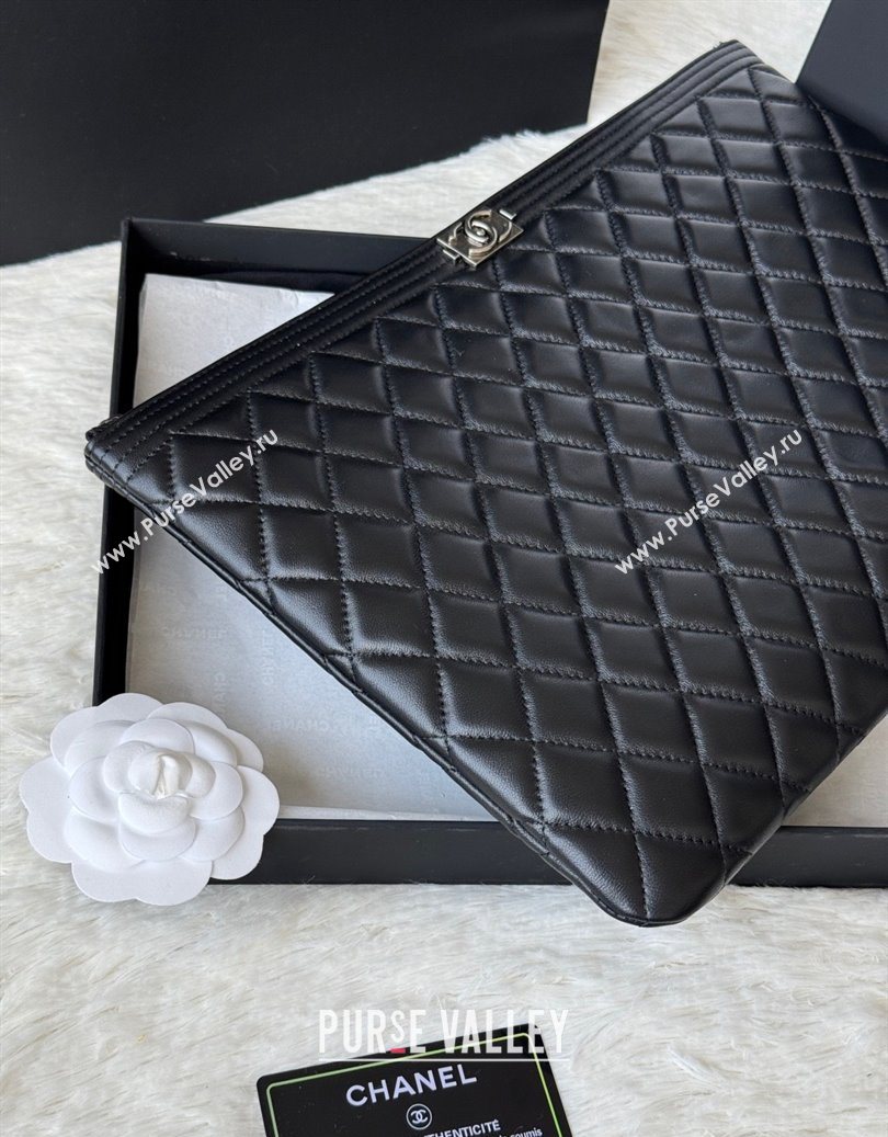 Chanel Lambskin Leboy 2.55 Large Pouch Black/Silver 2025 9847 (yezi-251010155)