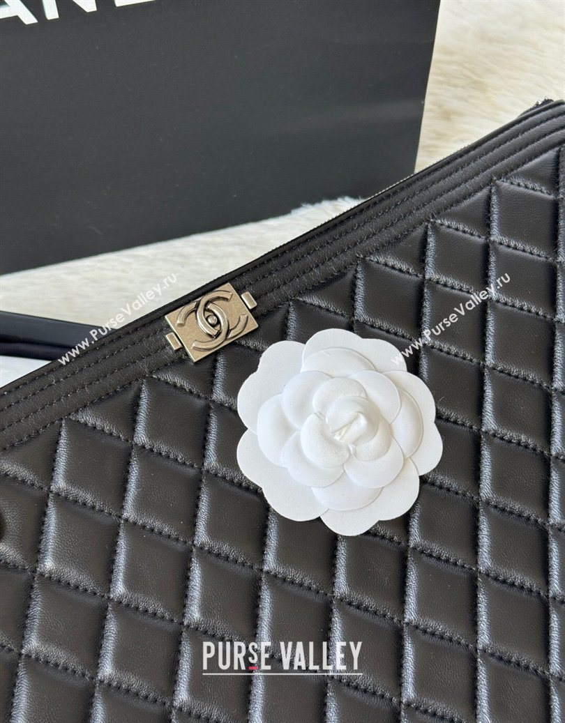 Chanel Lambskin Leboy 2.55 Large Pouch Black/Silver 2025 9847 (yezi-251010155)