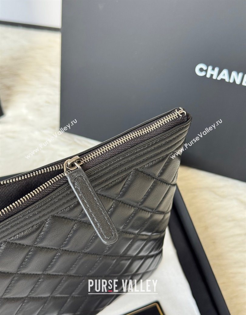 Chanel Lambskin Leboy 2.55 Large Pouch Black/Silver 2025 9847 (yezi-251010155)