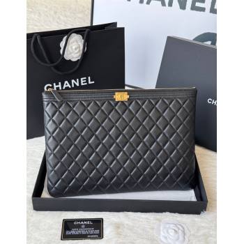 Chanel Lambskin Leboy 2.55 Large Pouch Black/Gold 2025 9847 (yezi-251010156)
