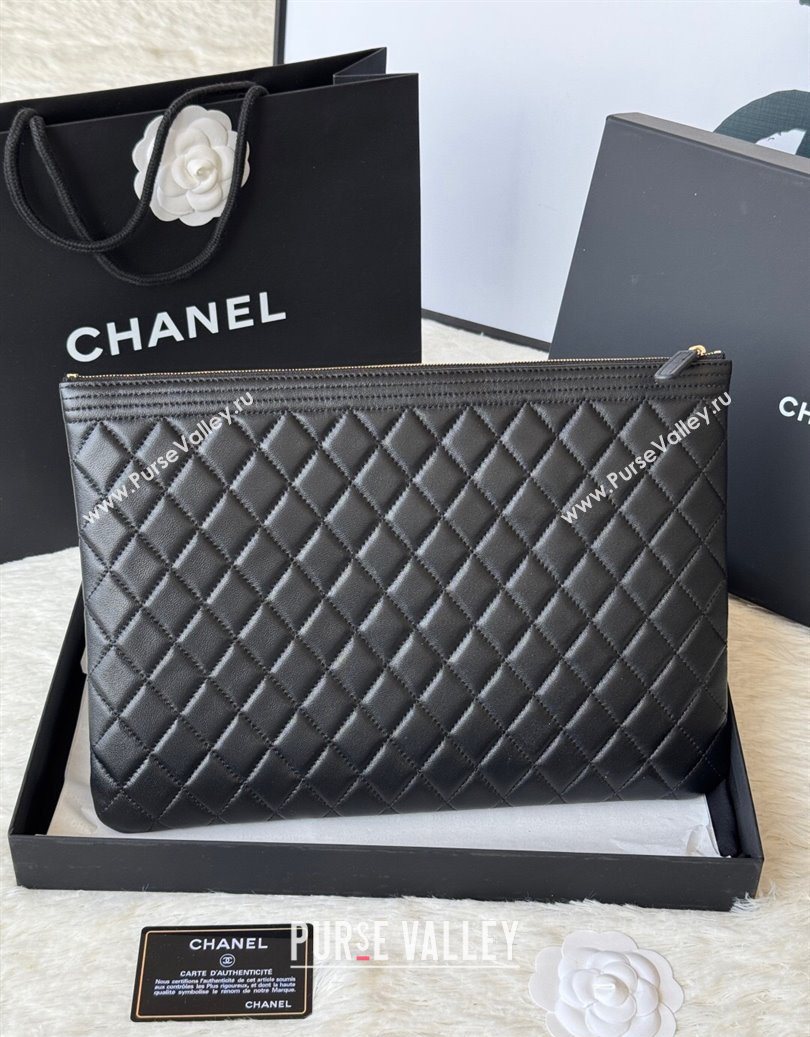Chanel Lambskin Leboy 2.55 Large Pouch Black/Gold 2025 9847 (yezi-251010156)