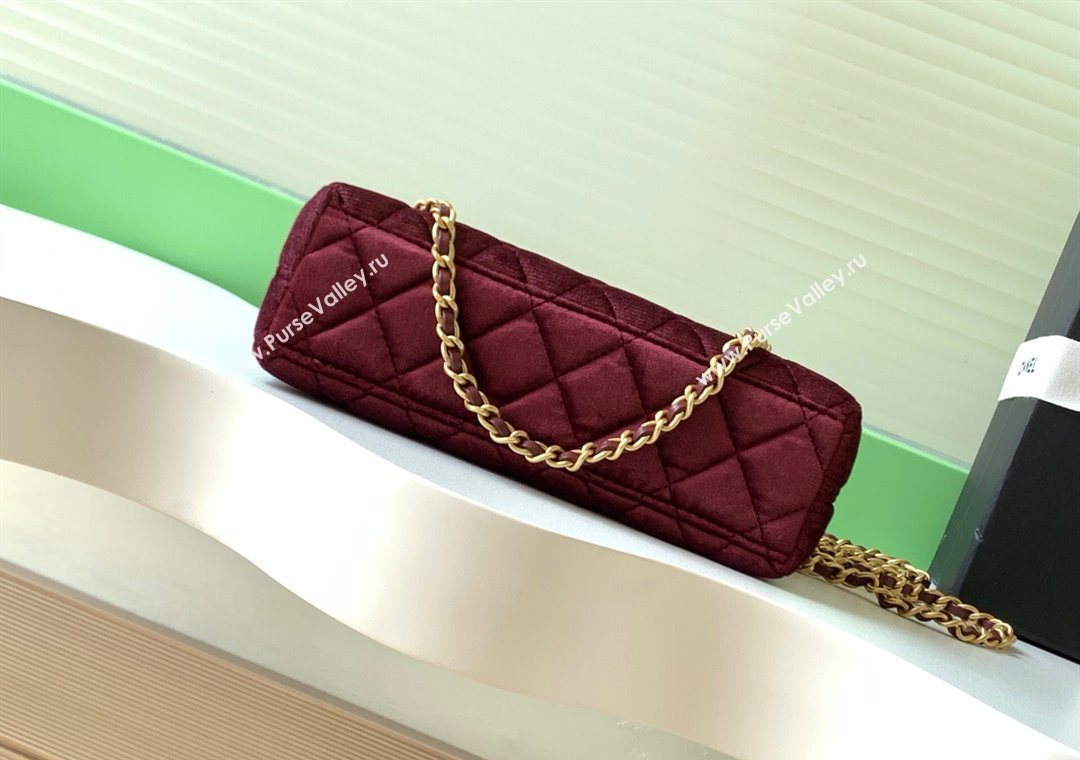 Chanel Velvet Mini Kelly Shopping Bag AS4416 Dark Red 2025 1010 (yezi-251010109)