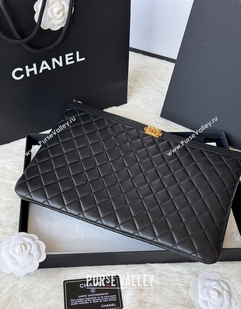 Chanel Lambskin Leboy 2.55 Large Pouch Black/Gold 2025 9847 (yezi-251010156)