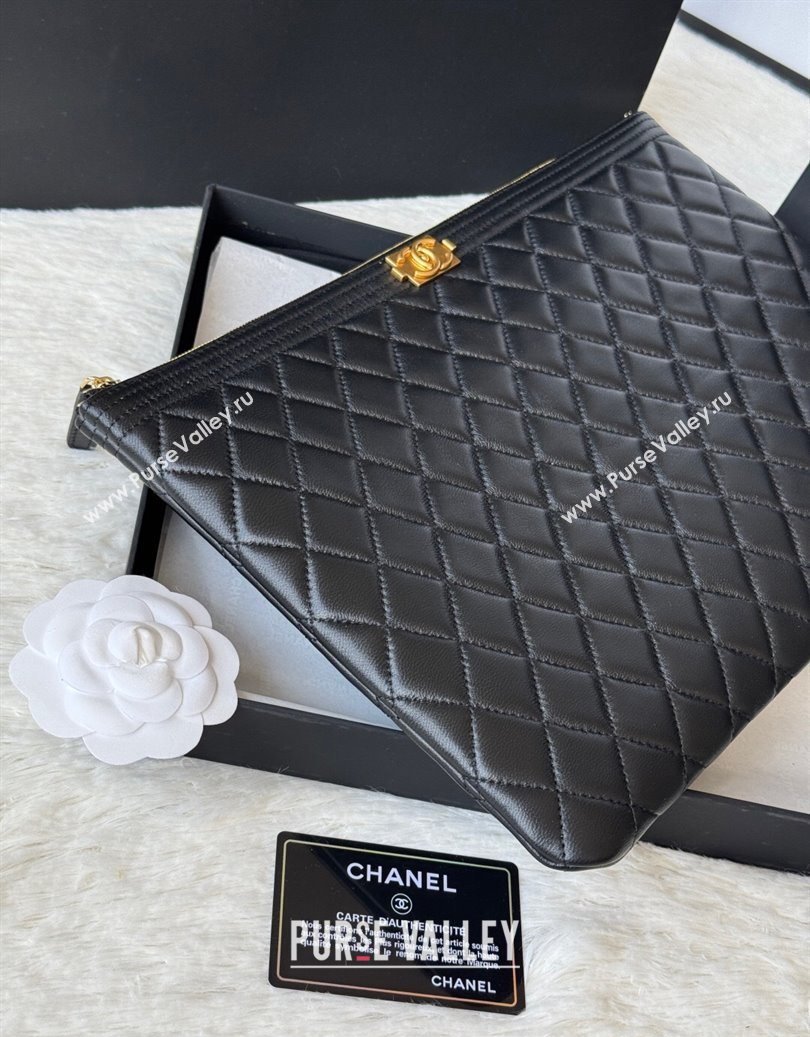 Chanel Lambskin Leboy 2.55 Large Pouch Black/Gold 2025 9847 (yezi-251010156)
