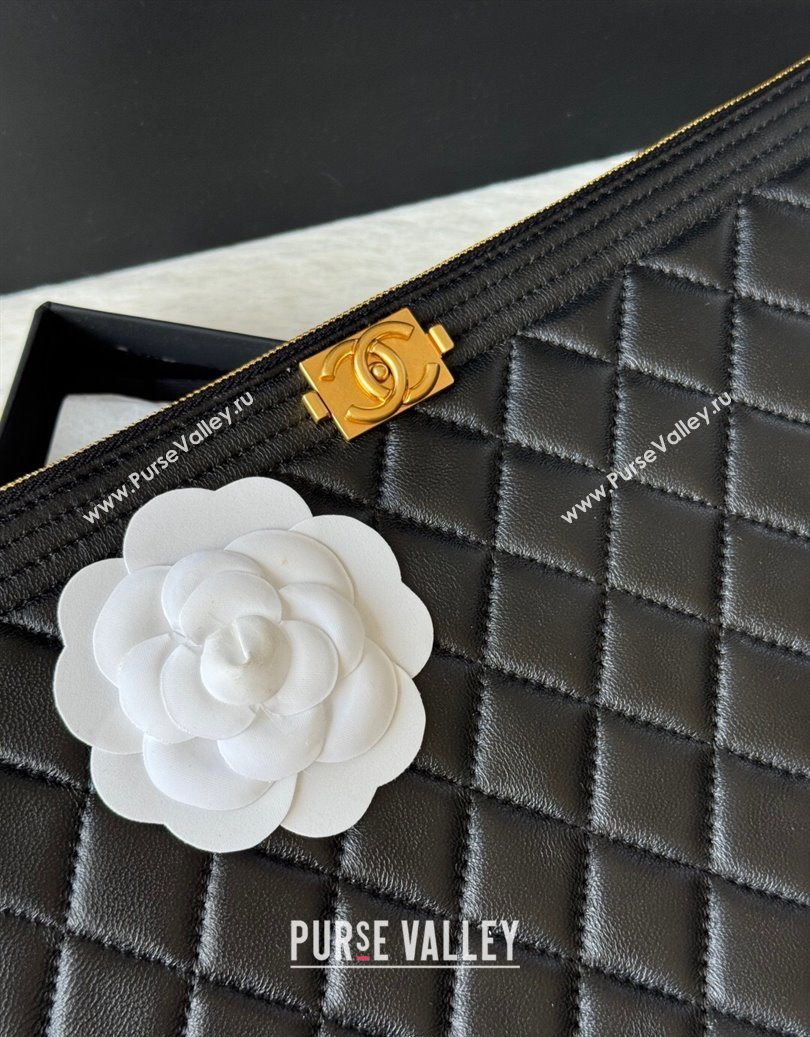 Chanel Lambskin Leboy 2.55 Large Pouch Black/Gold 2025 9847 (yezi-251010156)