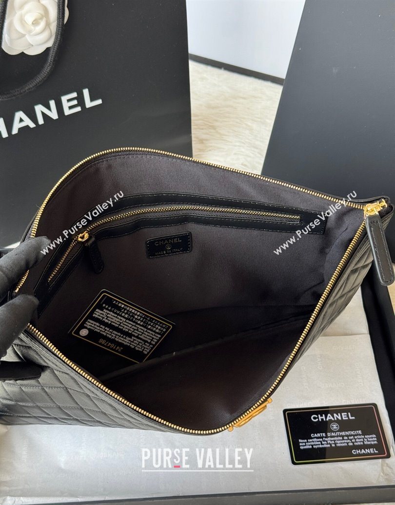 Chanel Lambskin Leboy 2.55 Large Pouch Black/Gold 2025 9847 (yezi-251010156)