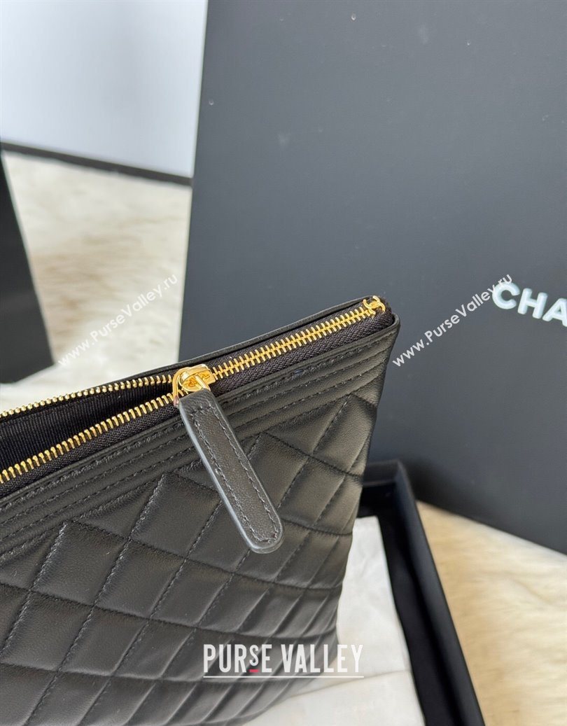 Chanel Lambskin Leboy 2.55 Large Pouch Black/Gold 2025 9847 (yezi-251010156)