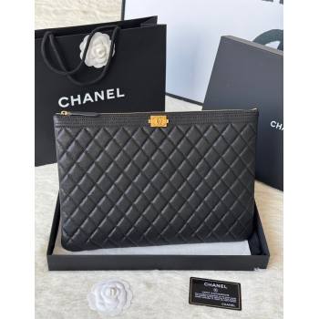Chanel Grained Calfskin Leboy 2.55 Large Pouch Black/Gold 2025 9847 (yezi-251010157)